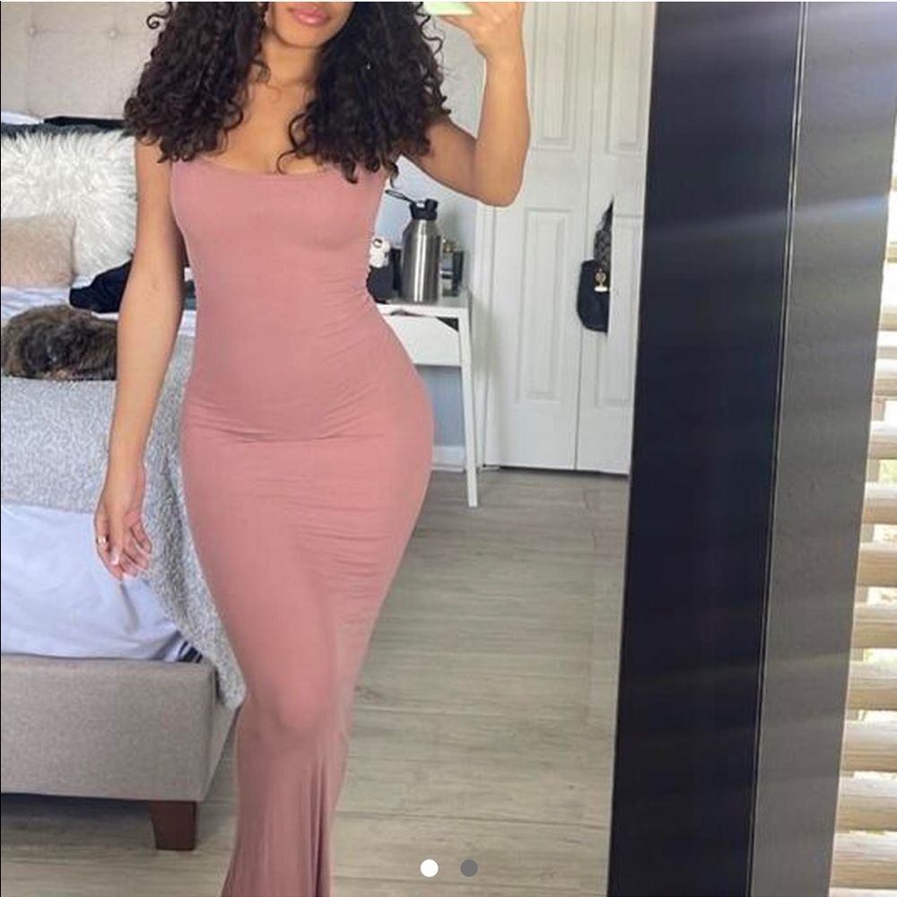 Skims Soft Lounge Dress Rose Clay XXS